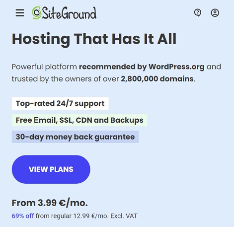 SiteGround.com Rabattkoder